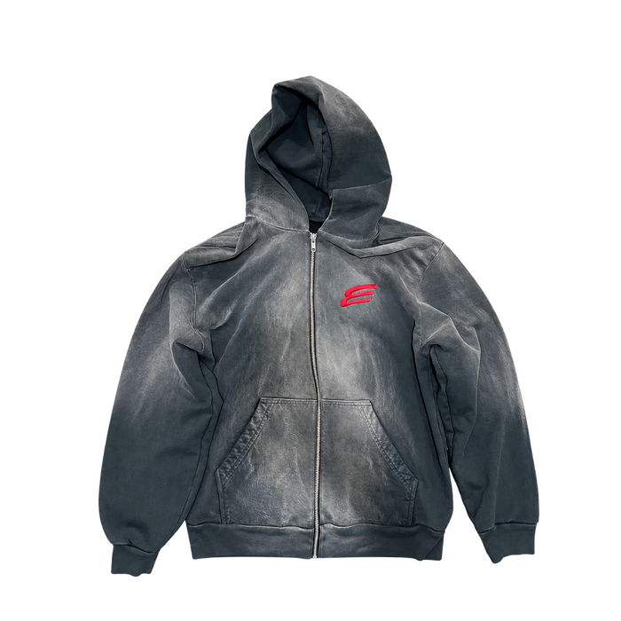 Washed Black Zip-Up